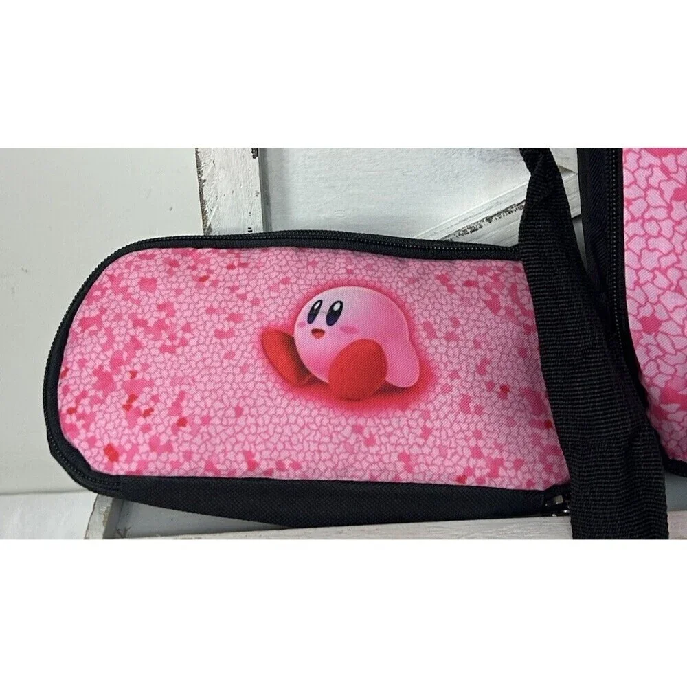 Kirby Cartoon Game Student School Backpack 3pc Set Insulated‎ Lunch Bag Pen Bag